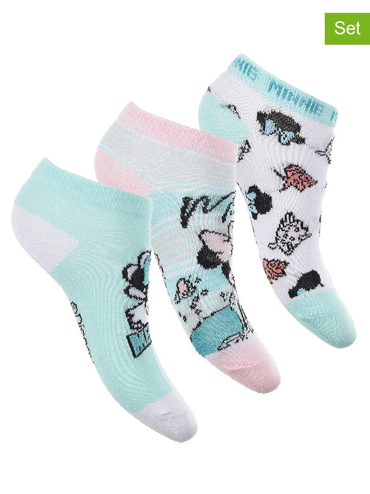 Disney Minnie Mouse Skarpety-stopki (3 pary) "Minnie" w różnych kolorach rozmiar: 27-30