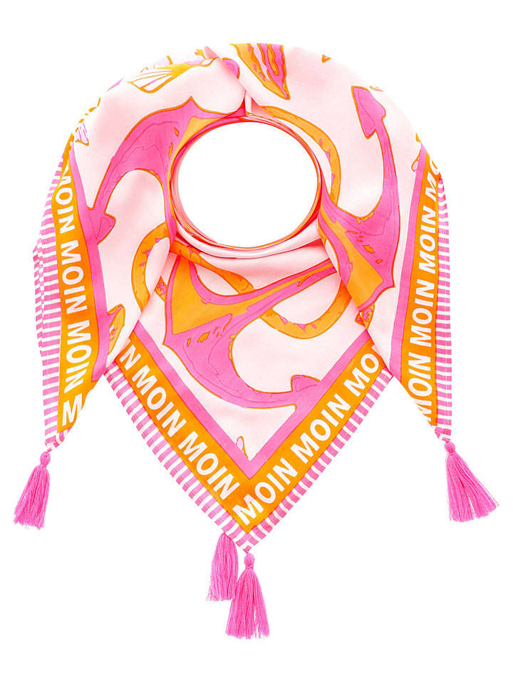 Zwillingsherz Chusta "Ocean" w kolorze pomarańczowo-różowym - 130 x 130 cm rozmiar: onesize