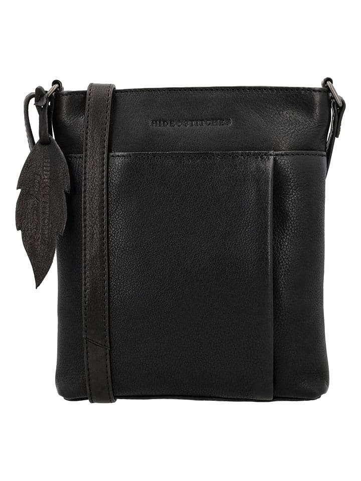 HIDE & STITCHES Skórzana torebka w kolorze czarnym - 17 x 20 x 2 cm rozmiar: onesize