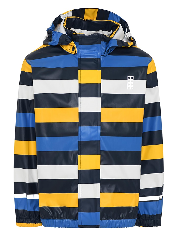 LEGO Kurtka przeciwdeszczowa "Jonathan" w kolorze niebiesko-żółto-białym rozmiar: 134
