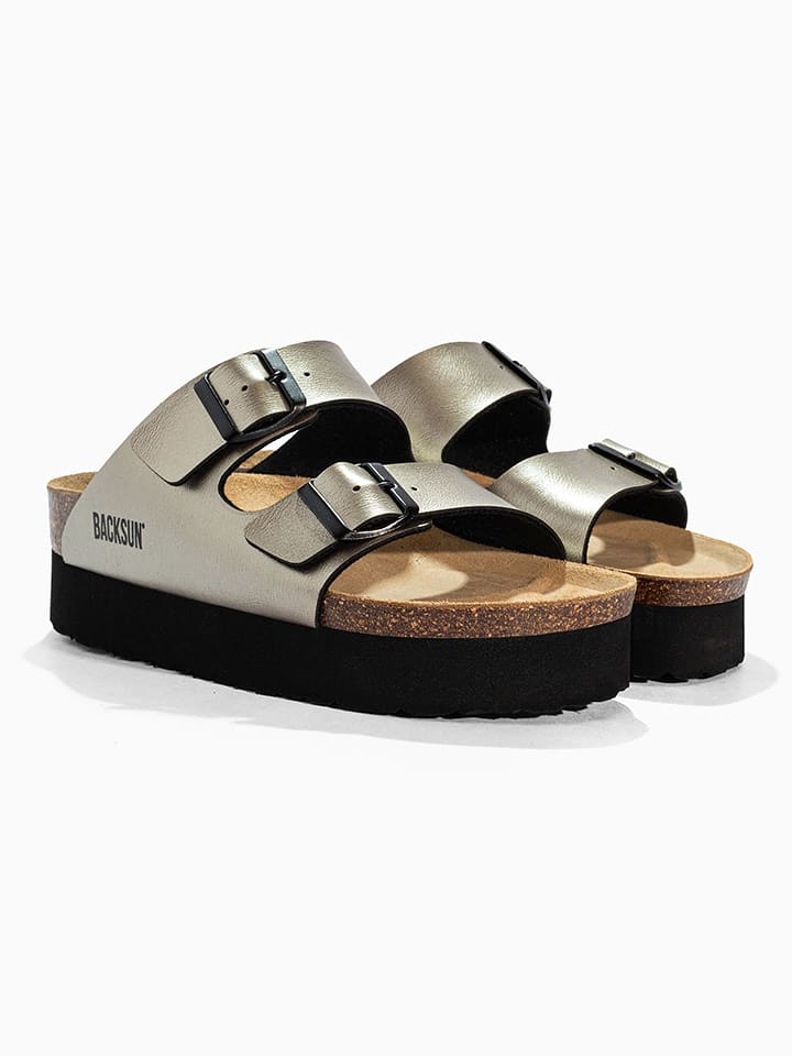 BACKSUN Skórzane klapki "Maldives" w kolorze beżowym rozmiar: 39