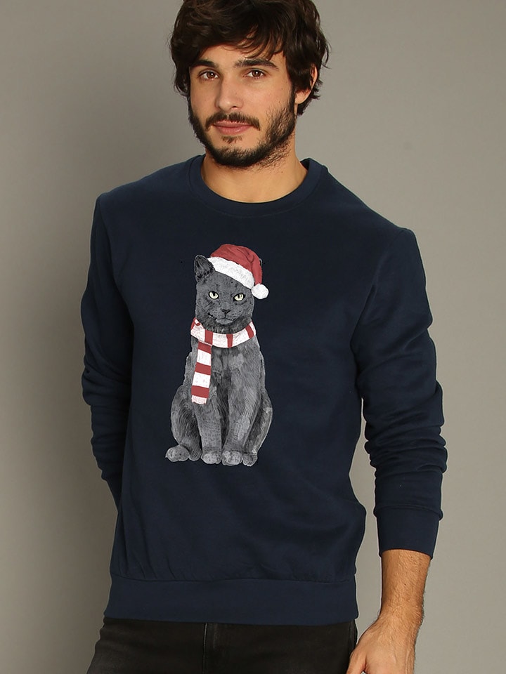 WOOOP Bluza "Xmas Cat" w kolorze granatowym rozmiar: M
