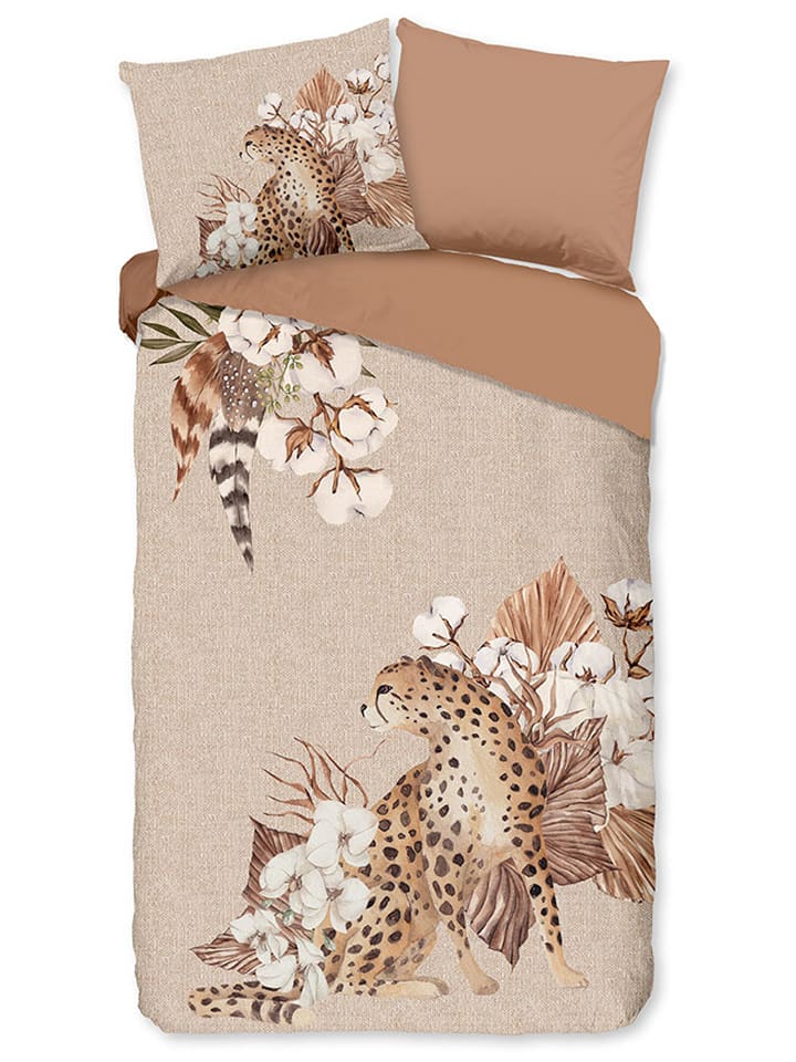 Good Morning Komplet pościeli flanelowej "Chevy" w kolorze jasnobrązowo-beżowym rozmiar: 140x220 cm