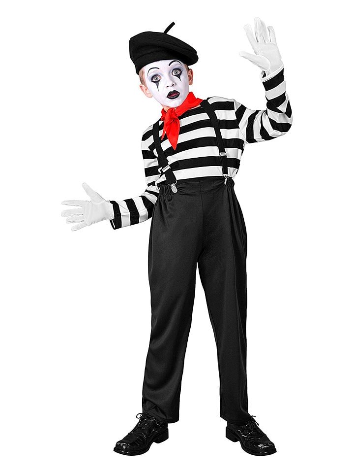 Carnival Party 6-częściowy kostium "Pantomime" w kolorze czarno-biało-czerwonym rozmiar: 158