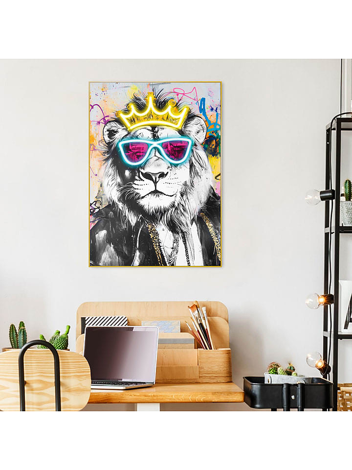 Orangewallz Druk artystyczny "Coolest King" w ramce rozmiar: 50x70 cm