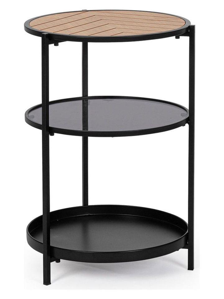 Bizzotto Stolik "Haldor" w kolorze czarno-beżowym - wys. 60,5 x Ø 40 cm rozmiar: onesize