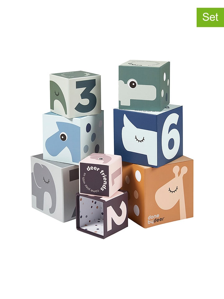 done by deer 8-częściowy zestaw klocków "Deer friends" ze wzorem - 12m+ rozmiar: onesize