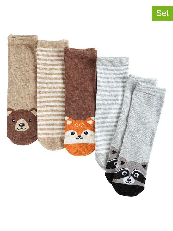 COOL CLUB Skarpety (5 par) w kolorze jasnobrązowo-szarym rozmiar: 28/30