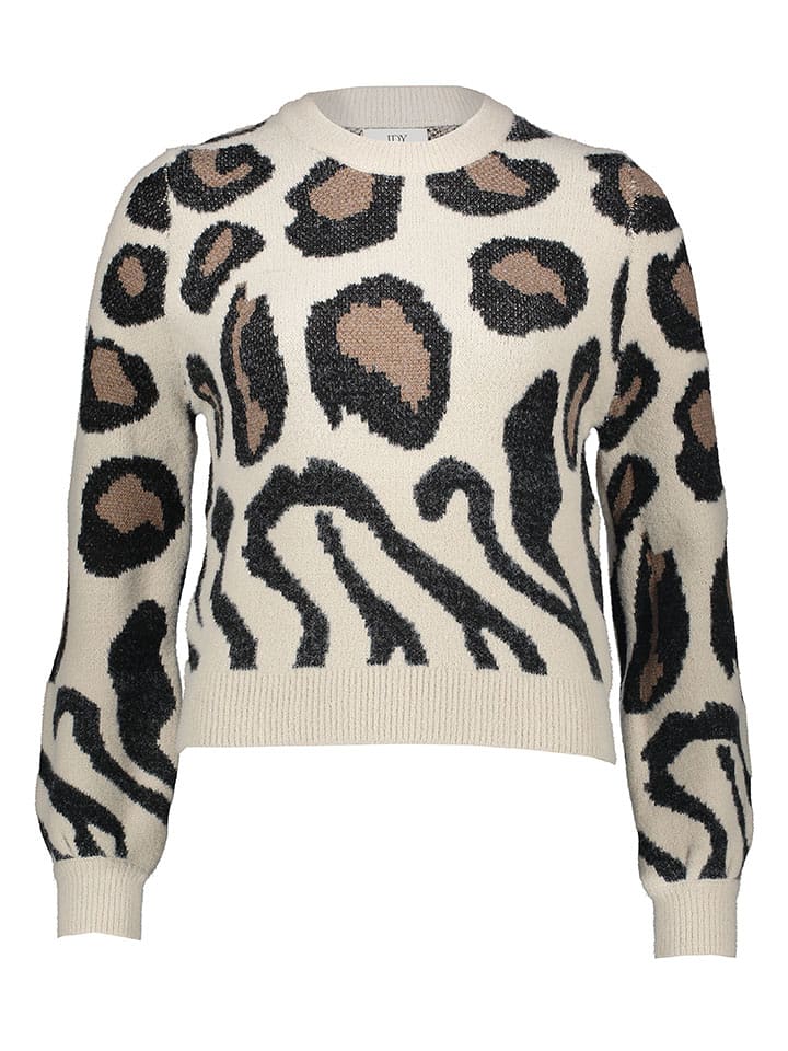 JDY Sweter w kolorze kremowo-brązowym rozmiar: L