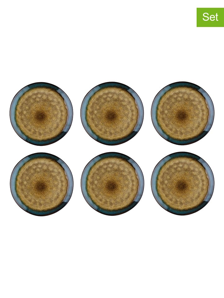 Björn Talerze obiadowe (6 szt.) "Island" w kolorze oliwkowo-niebieskim - Ø 28 cm rozmiar: onesize