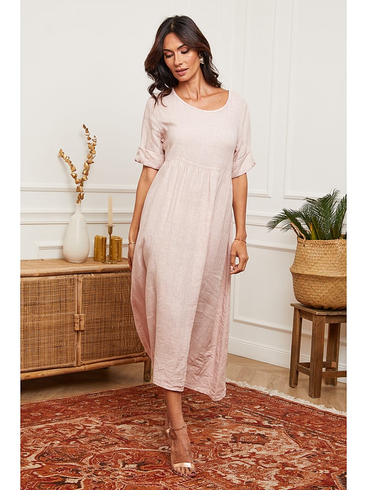 La Compagnie Du Lin Lniana sukienka w kolorze jasnoróżowym rozmiar: S