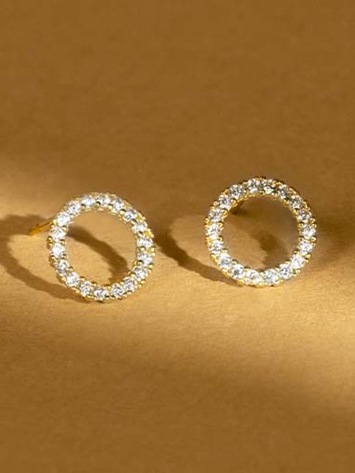 OR ÉCLAT Złote kolczyki-wkrętki "Moon" z cyrkoniami rozmiar: onesize