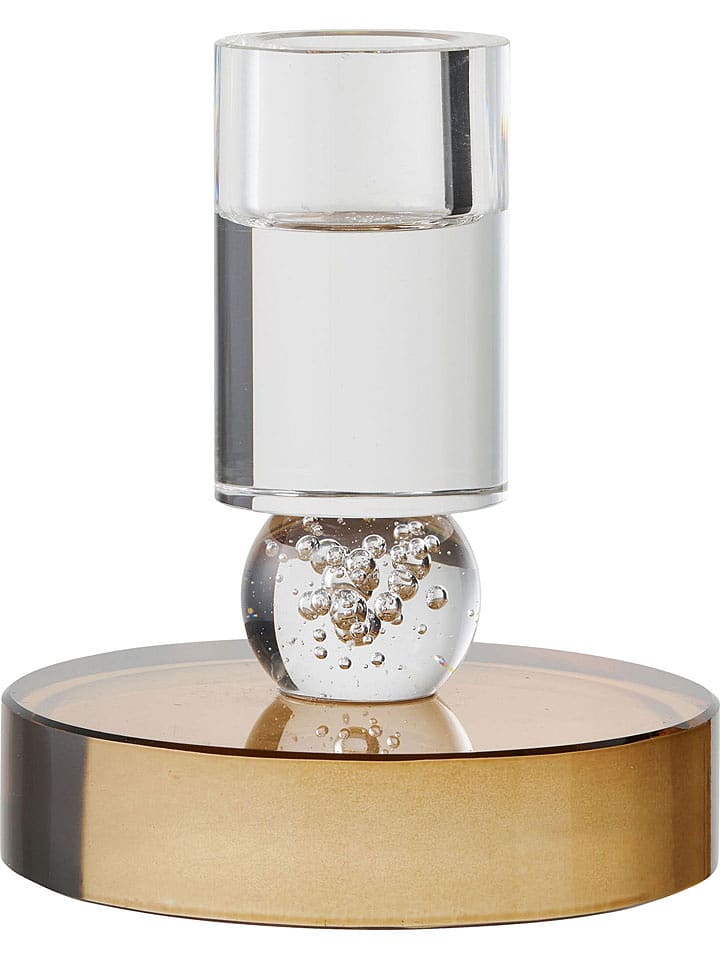 House Nordic Świecznik w kolorze brązowo-białym - wys. 10 x Ø 8,5 cm rozmiar: onesize