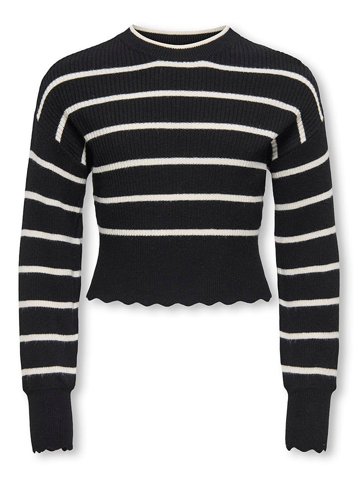 KIDS ONLY Sweter "Ibi" w kolorze kremowo-czarnym rozmiar: 122/128