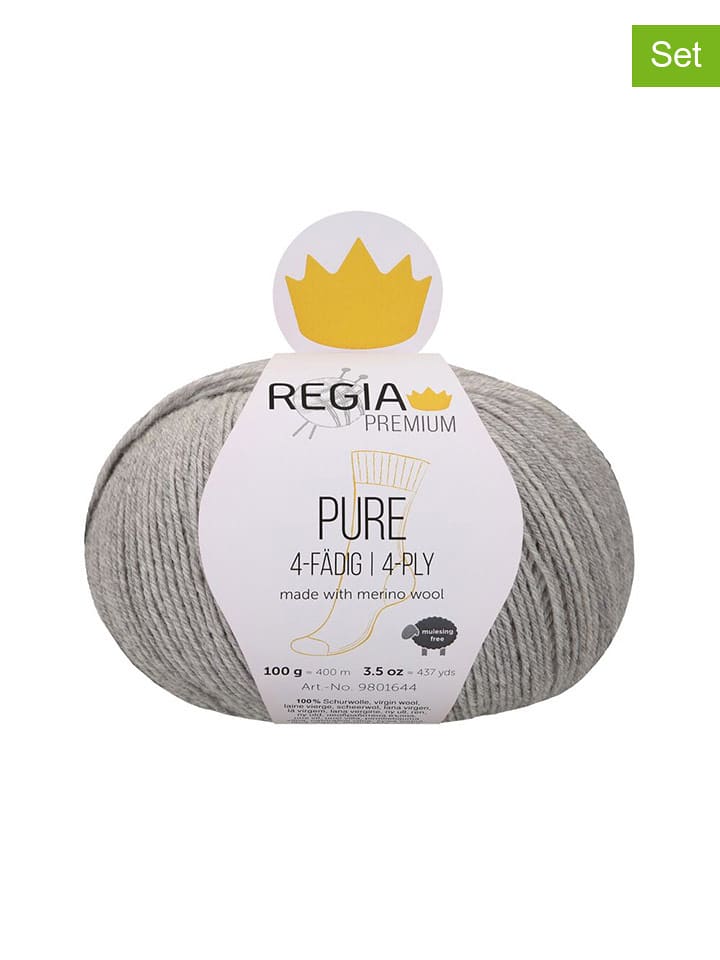 Regia Przędza wełniana (5 szt.) "Premium Pure" w kolorze jasnoszarym - 5 x 100 g rozmiar: onesize