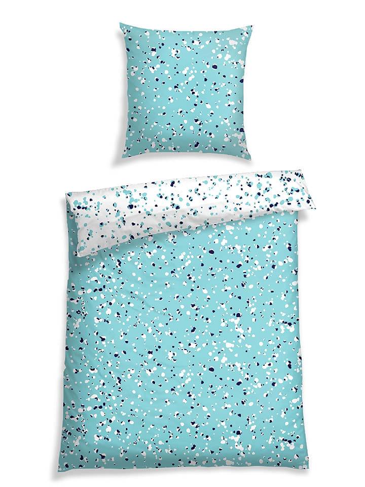 Schiesser Komplet pościeli renforcé "Jakson" w kolorze turkusowym rozmiar: 155x220 cm
