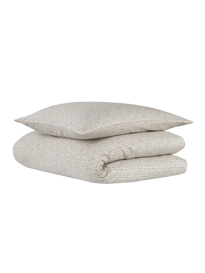 UNCOVER BY SCHIESSER Komplet pościeli satynowej "Punto" w kolorze beżowym rozmiar: 135x200 cm