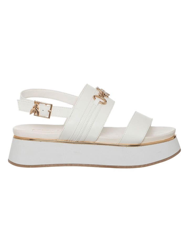 Patrizia Pepe Skórzane sandały w kolorze białym na obcasie rozmiar: 36