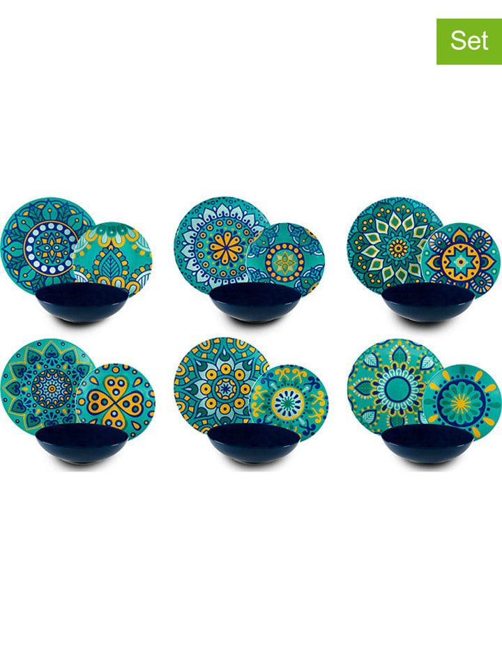 Trendy Kitchen by EXCÉLSA 18-częściowy zestaw talerzy w kolorze niebieskim rozmiar: onesize