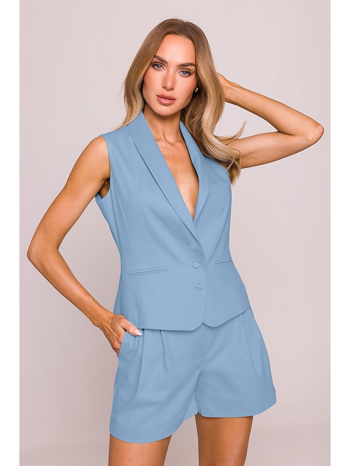 made of emotion Kamizelka garniturowa w kolorze błękitnym rozmiar: S