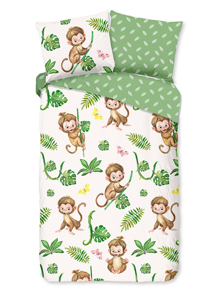 Good Morning Komplet pościeli "Play" w kolorze zielono-białym rozmiar: 135x200 cm