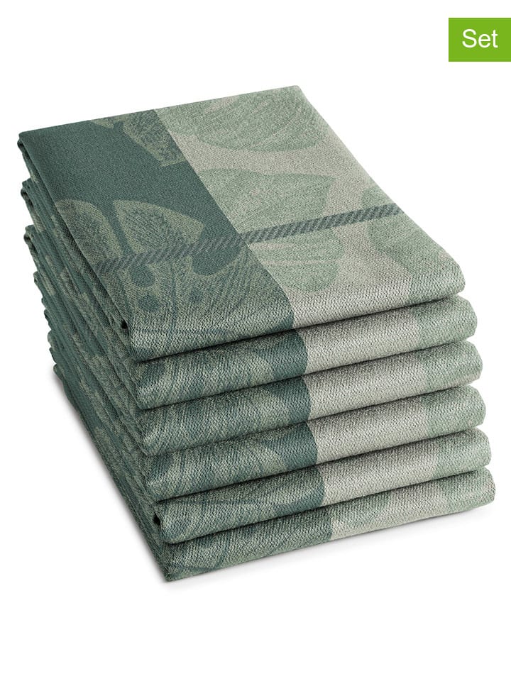 DDDDD Ściereczki (6 szt.) "Monstera" w kolorze zielonym do naczyń - 65 x 60 cm rozmiar: onesize