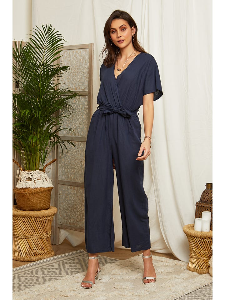 Lin Passion Lniany kombinezon w kolorze granatowym rozmiar: 40/42