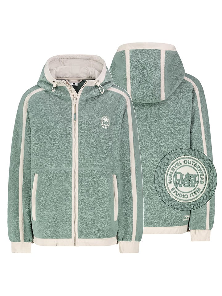 Sublevel Kurtka polarowa w kolorze miętowo-białym rozmiar: XL