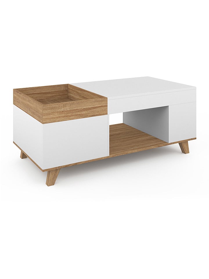 IDOMYA Essentials Ława "Stella" w kolorze jasnobrązowo-białym - 110 x 45 x 55 cm rozmiar: onesize