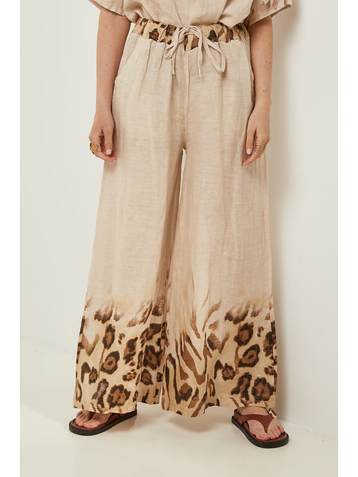 Rodier Lin Lniane spodnie w kolorze beżowym rozmiar: XL/XXL