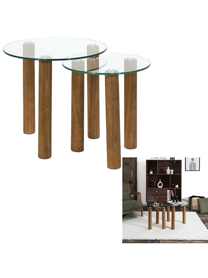 THE HOME DECO FACTORY Stoliki (2 szt.) w kolorze jasnobrązowym rozmiar: onesize