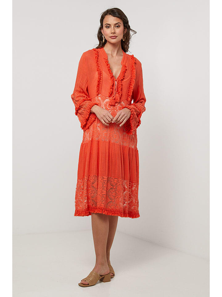 Lin Passion Lniana sukienka w kolorze pomarańczowym rozmiar: 40/42