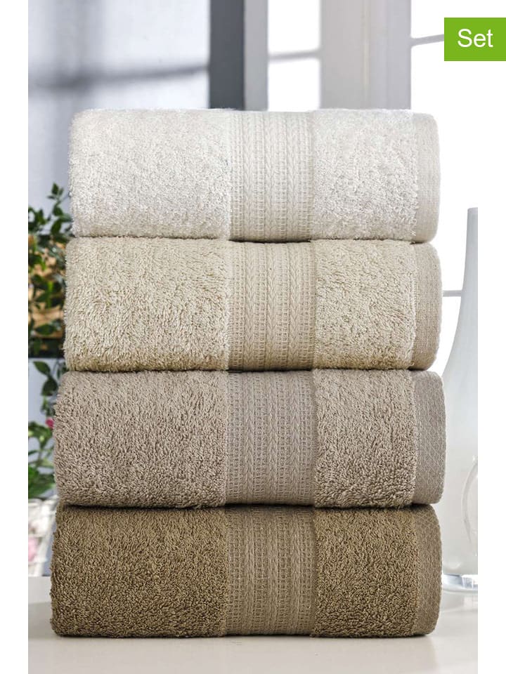 Elizabed Ręczniki (4 szt.) "Rainbow" w kolorze kremowo-biało-jasnobrązowym do rąk rozmiar: 50x85 cm