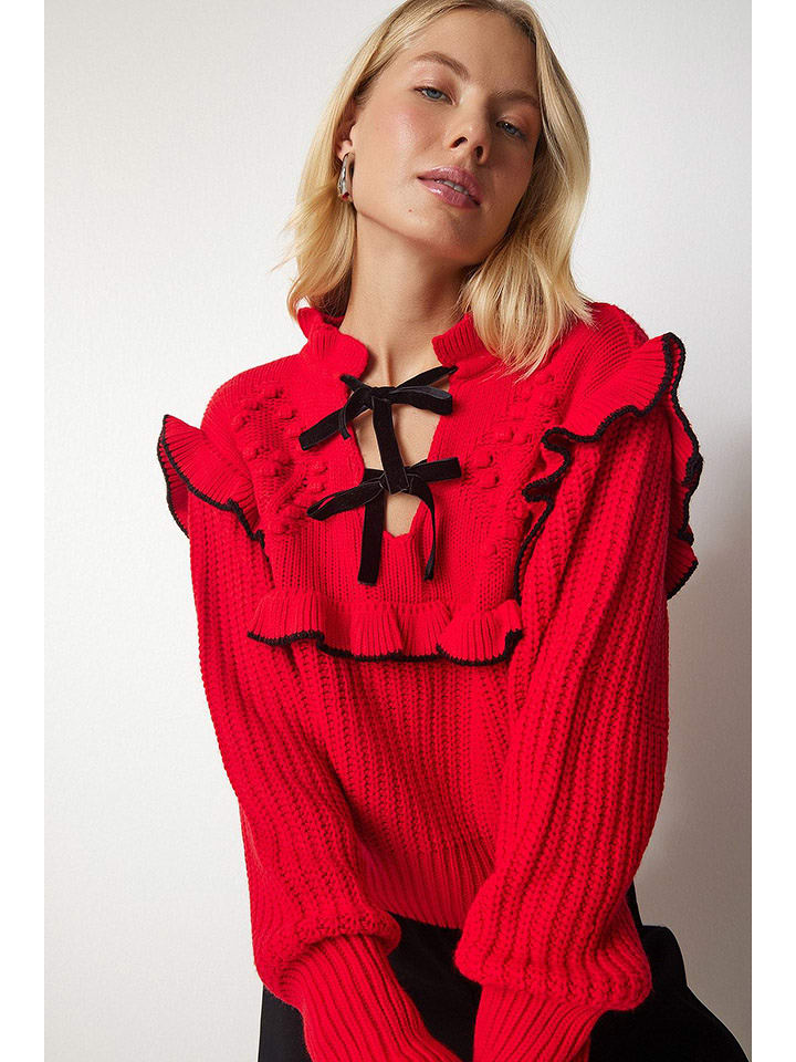 Happiness Istanbul Sweter w kolorze czerwonym rozmiar: S/M