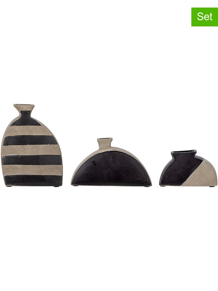 Bloomingville Wazony (3 szt.) "Nezha" w kolorze czarno-beżowym rozmiar: onesize
