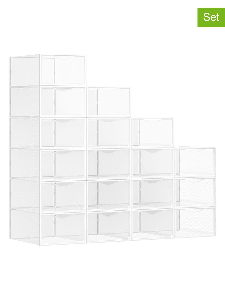 SONGMICS Pudełka (18 szt.) w kolorze białym na buty - 23 x 14,5 x 33,2 cm rozmiar: onesize