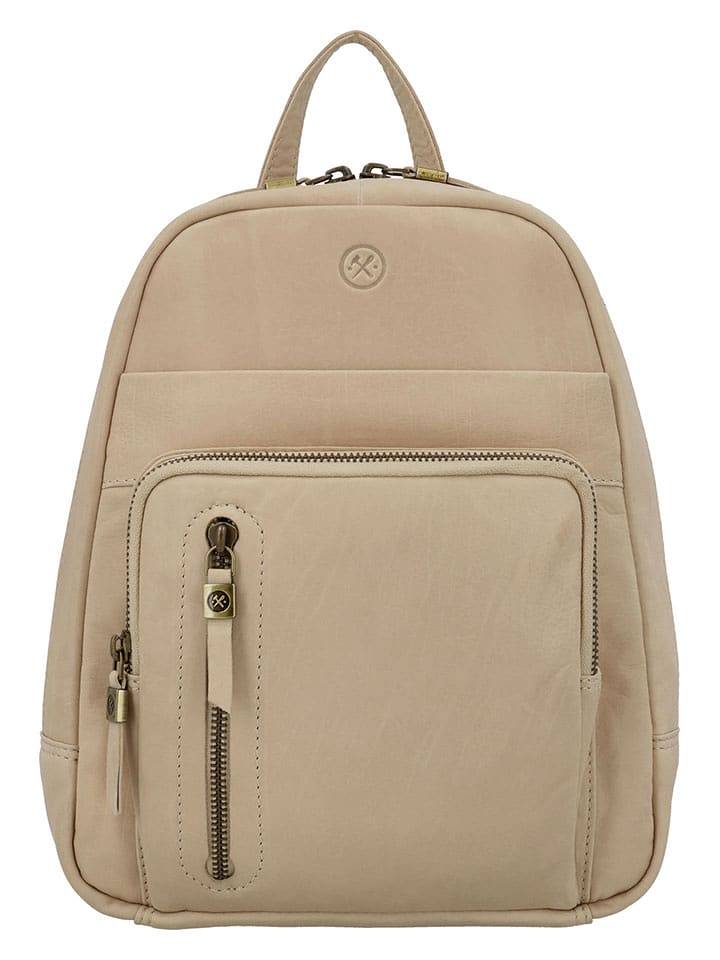 HIDE & STITCHES Skórzany plecak w kolorze beżowym - 23,5 x 28,5 x 8,5 cm rozmiar: onesize