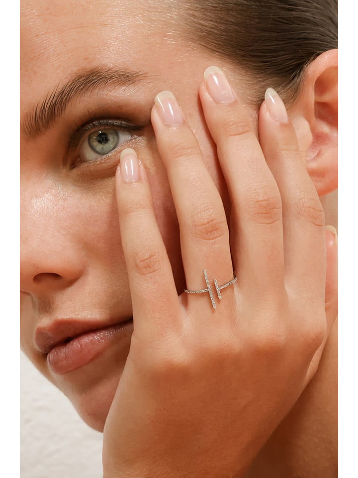 DIAMANTA Złoty pierścionek "Parallèle asymétrique" z diamentem rozmiar: 52