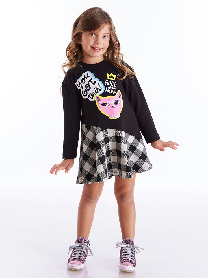 Denokids Sukienka "Kitten" w kolorze czarno-białym rozmiar: 128