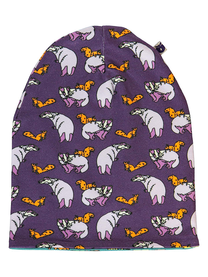 Småfolk Dwustronna czapka w kolorze fioletowym ze wzorem rozmiar: 52-54 cm