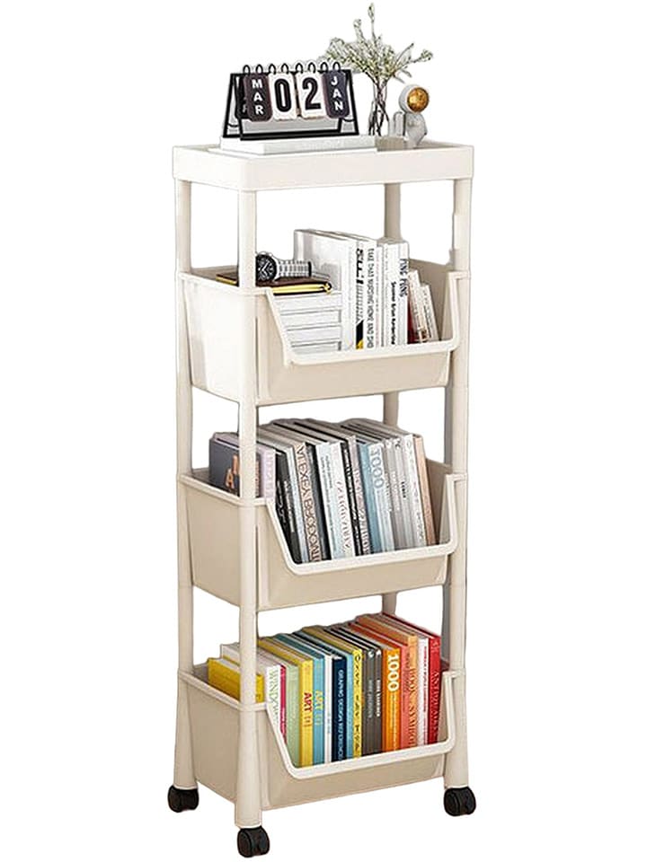 Joybos Regał w kolorze białym na kółkach - 35 x 105,5 x 27,6 cm rozmiar: onesize