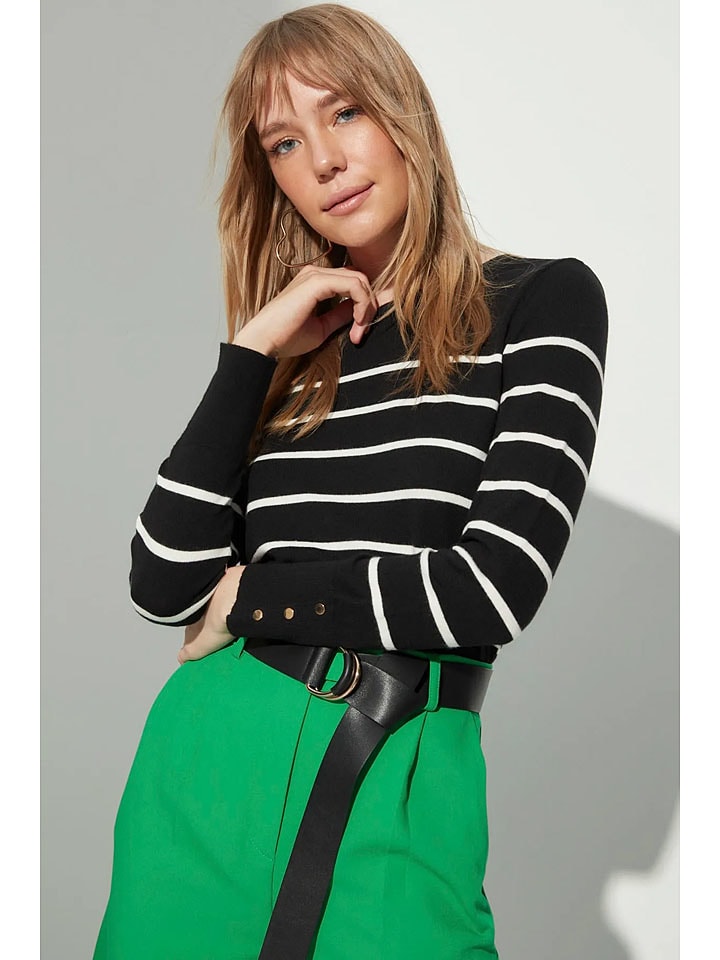 trendyol Sweter w kolorze czarno-białym rozmiar: L