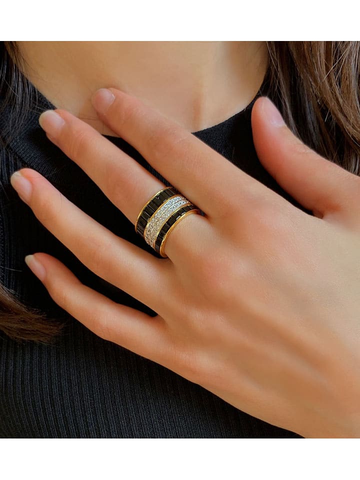 Les Petites Précieuses Pozłacany pierścionek z cyrkoniami rozmiar: 56