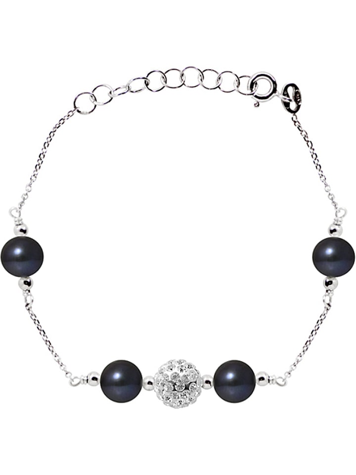 Pearline Srebrna bransoletka z perłami w kolorze czarnym rozmiar: onesize