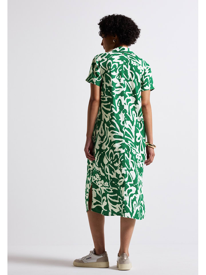 Street One Lniana sukienka w kolorze zielono-białym rozmiar: 34