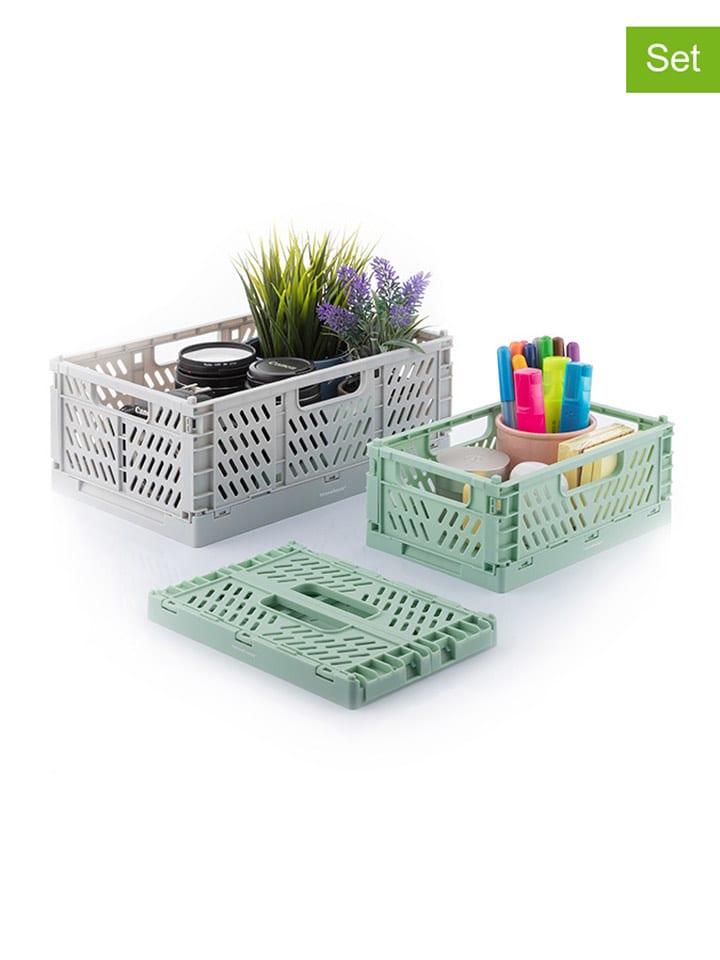 InnovaGoods Pudełka (3 szt.) w kolorze szaro-zielonym do przechowywania rozmiar: onesize