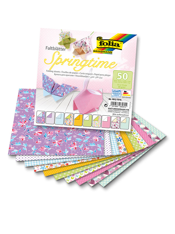 folia PAPER Papier (50 szt.) "Springtime" ze wzorem do składania - 15 x 15 cm rozmiar: onesize