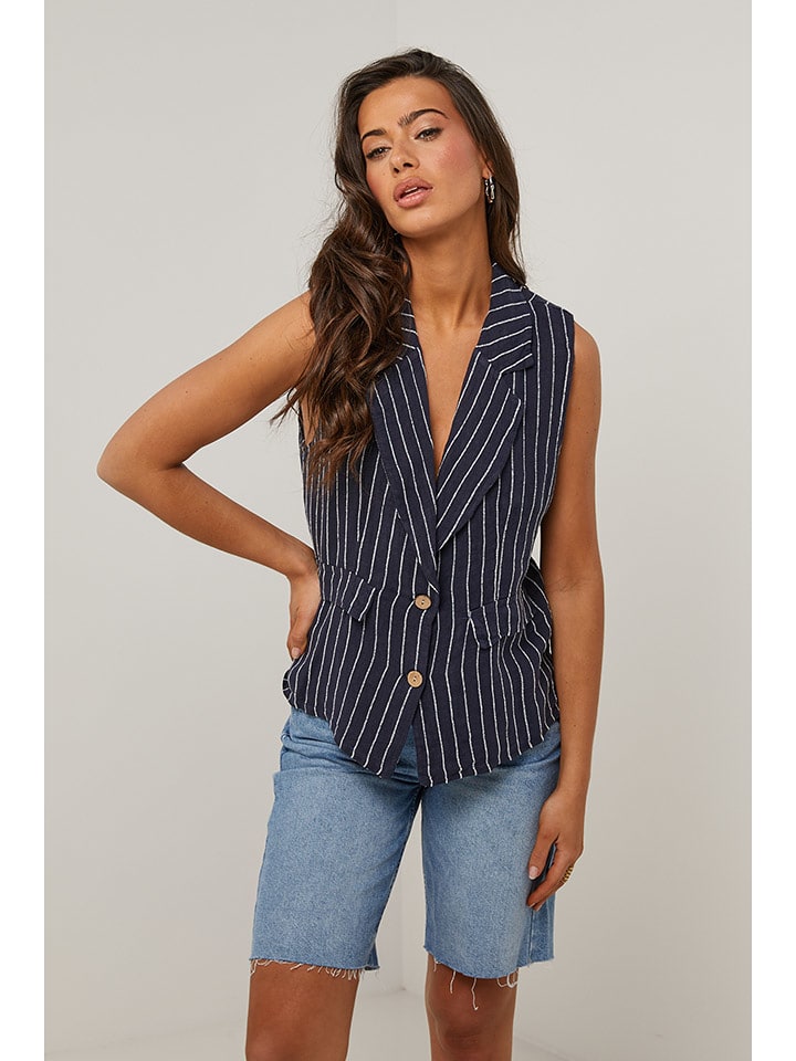 Le Monde du Lin Lniana kamizelka w kolorze granatowym rozmiar: 36/38