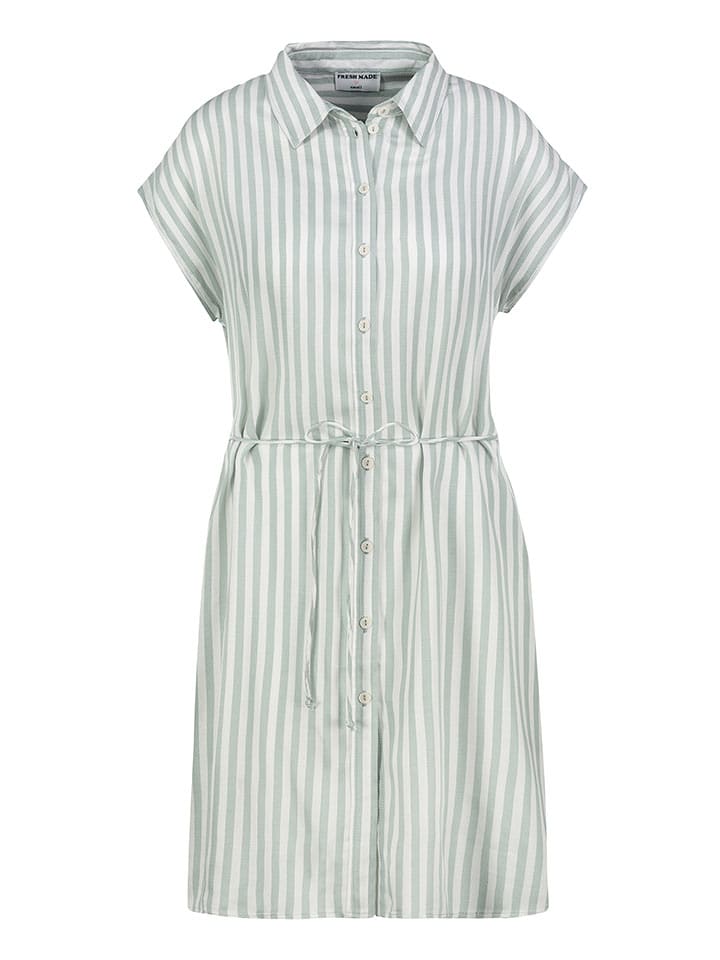 Fresh Made Sukienka koszulowa w kolorze biało-zielonym rozmiar: M