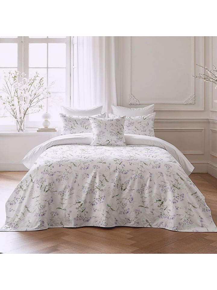 Pierre Cardin Perkalowa poszwa w kolorze biało-fioletowym na kołdrę rozmiar: 140x200 cm